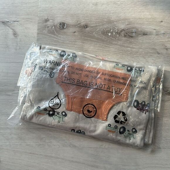 Kyte Baby Longall‎ in Tractor Print Tan/Orange 2T NWT in packaging - Picture 6 of 6